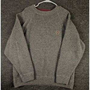 Vintage Tommy Hilfiger Grey Crew Neck Sweater Crest Logo Men Size M
